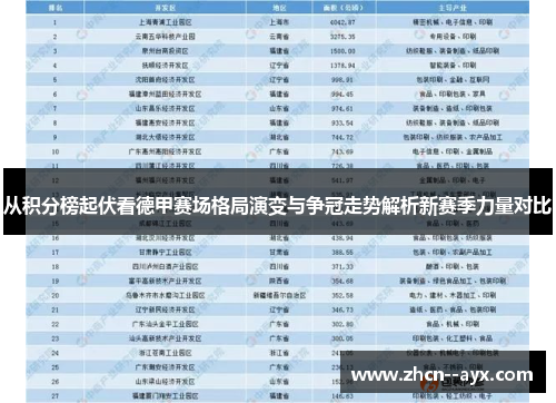 从积分榜起伏看德甲赛场格局演变与争冠走势解析新赛季力量对比
